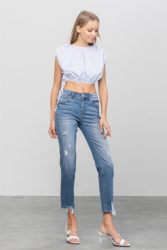 MID RISE SLIM GIRLFRIEND JEANS