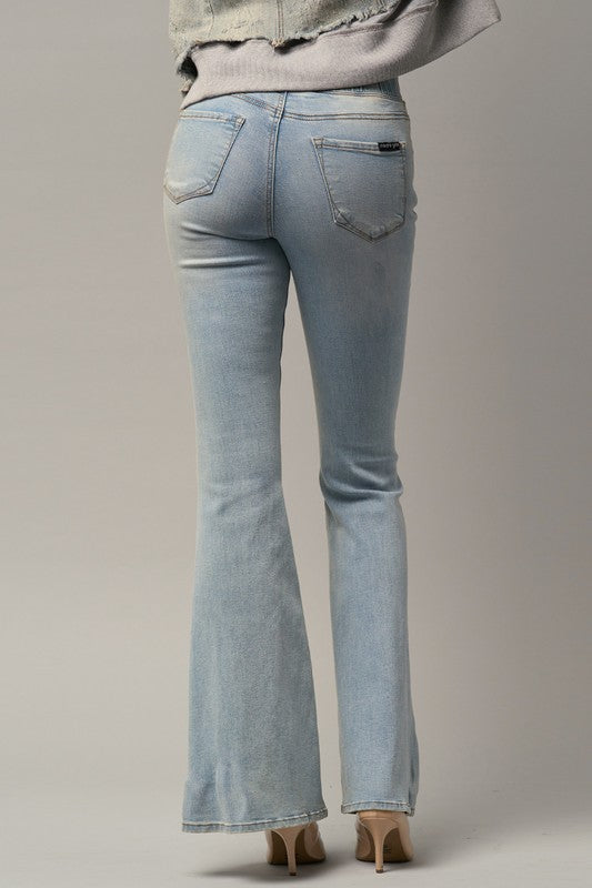 WIDE ELASTIC FLARE JEANS