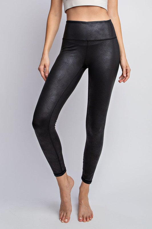 Faux Crackle Leather Full-Length Leggings