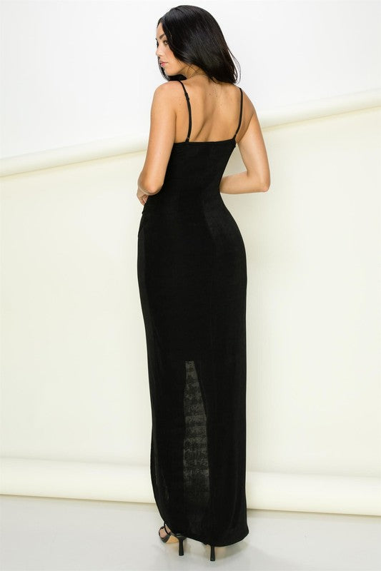 PLEASURE IS MINE FRONT CUTOUT MAXI DRESS