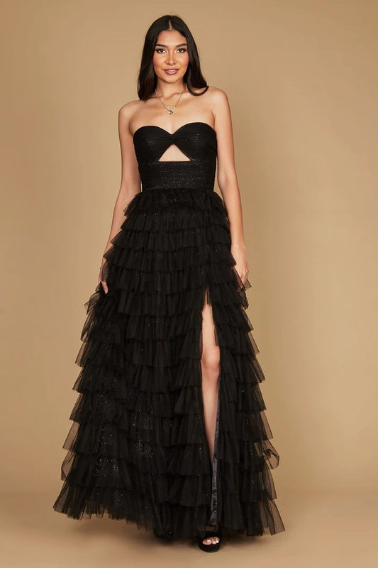 Strapless Ruffle Skirt Ball Gown